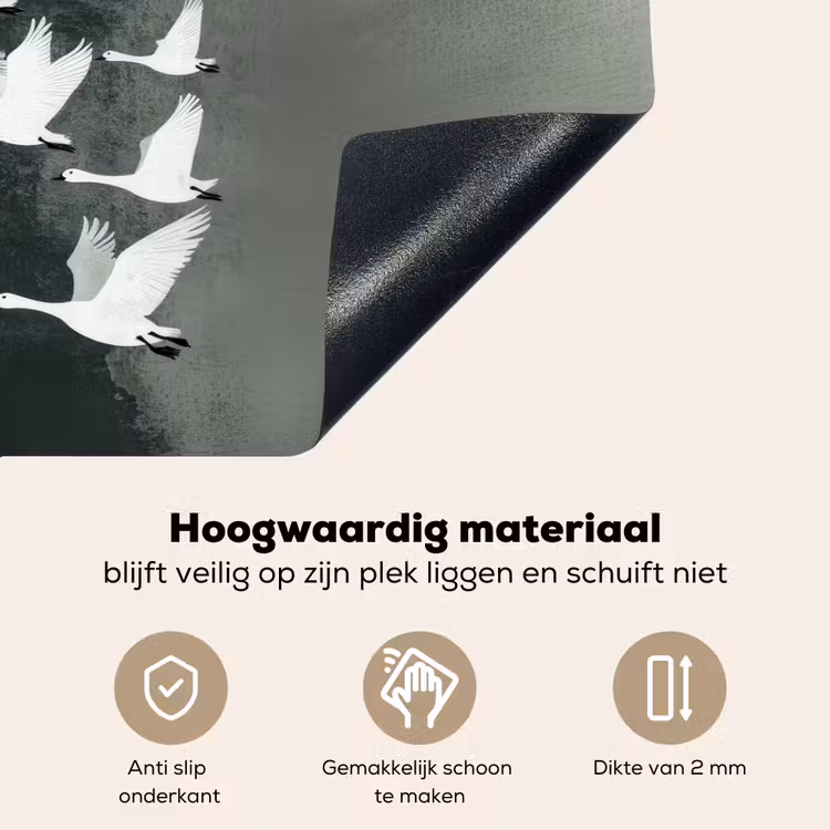 Vogel - Japandi - Groen Inductie beschemer met haakjes klein -ky-onderkant-nl