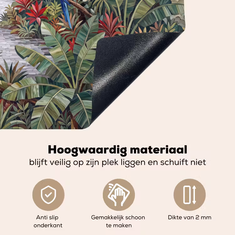 Vogel - Jungle - Natuur - Mozaïek - Groen Inductie beschemer met haakjes klein -ky-onderkant-nl