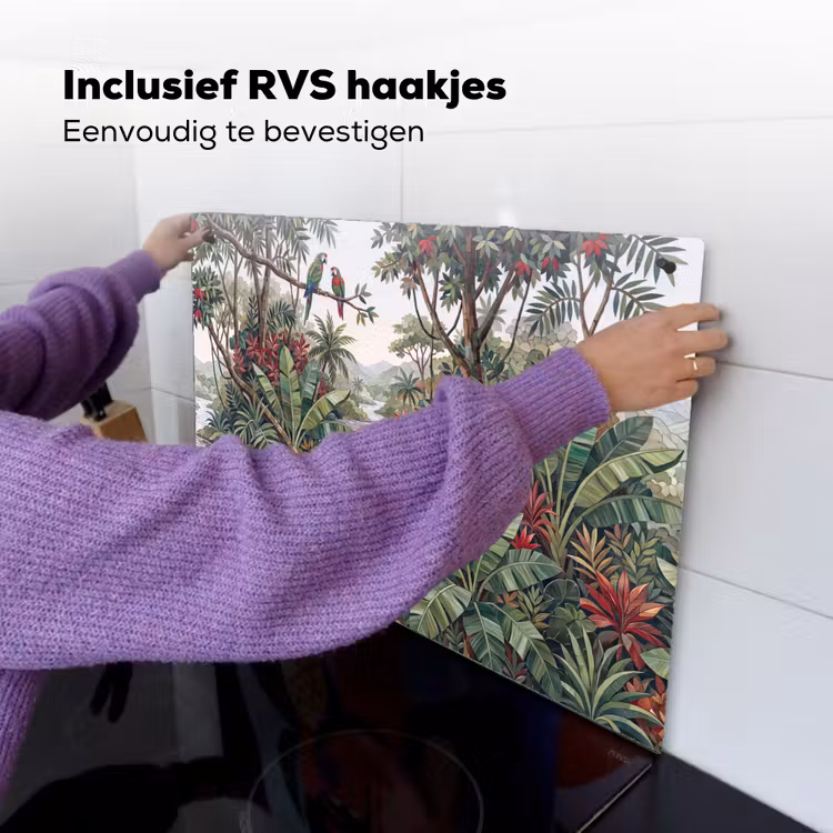 Vogel - Jungle - Natuur - Mozaïek - Groen Inductie beschemer met haakjes klein -ky-ophangen-nl