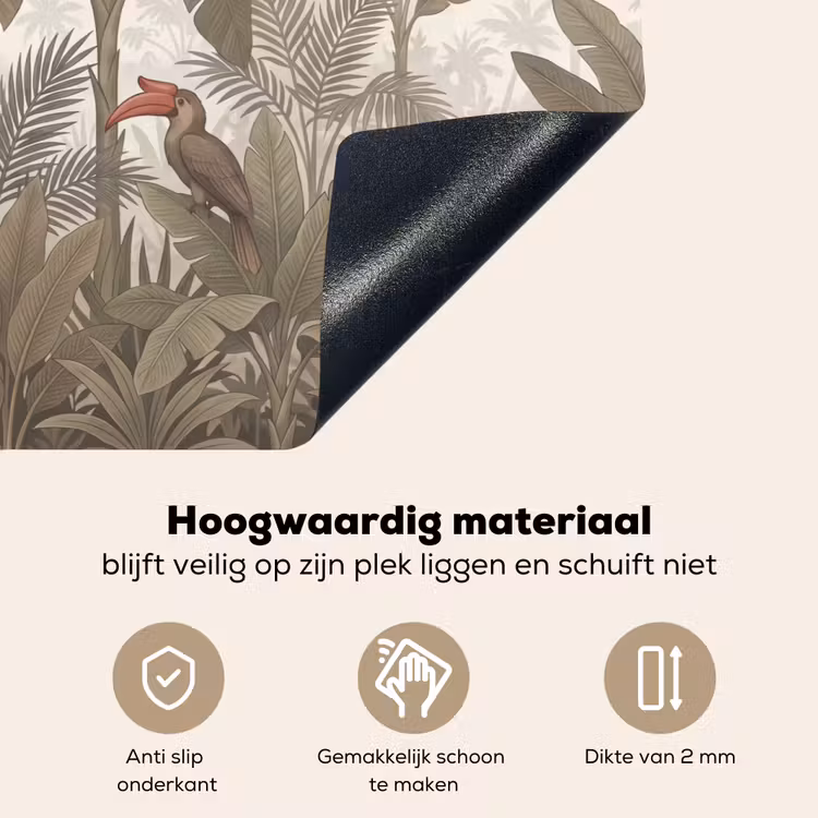 Vogel - Jungle - Tropisch - Illustratie - Groen Inductie beschemer met haakjes klein -ky-onderkant-nl