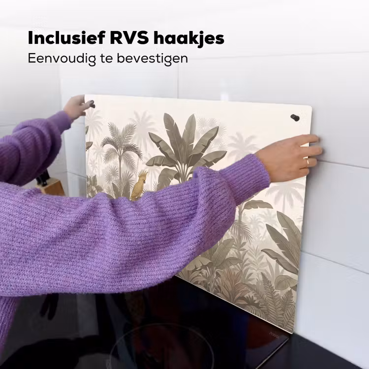 Vogel - Jungle - Tropisch - Illustratie - Groen Inductie beschemer met haakjes klein -ky-ophangen-nl