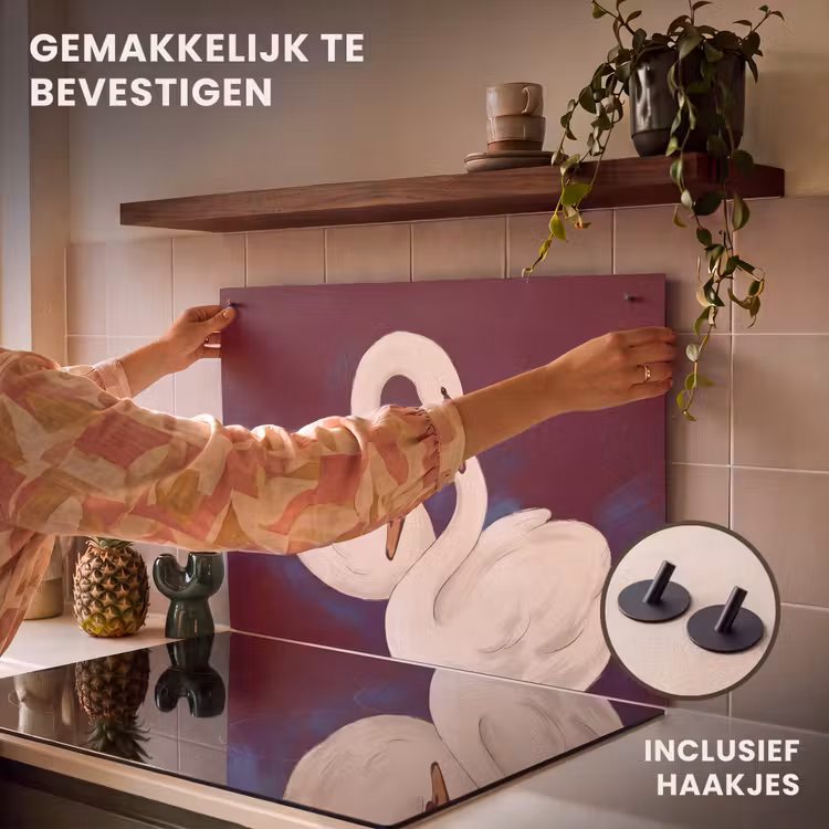 Vogel - Koppel - Liefde - Abstract - Wit Inductie beschemer met haakjes klein -ky-ophangen-nl
