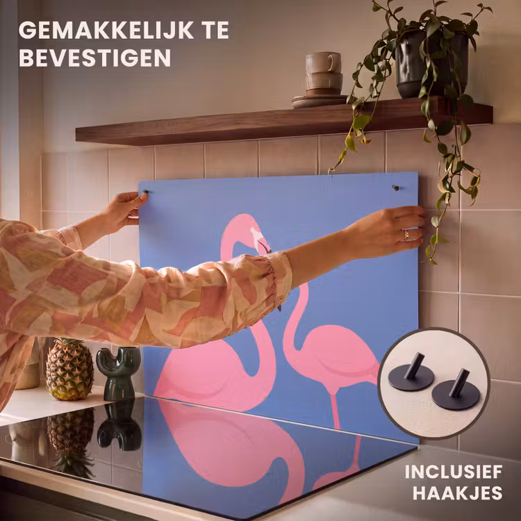 Vogel - Paar - Dieren - Modern - Roze Inductie beschemer met haakjes klein -ky-ophangen-nl