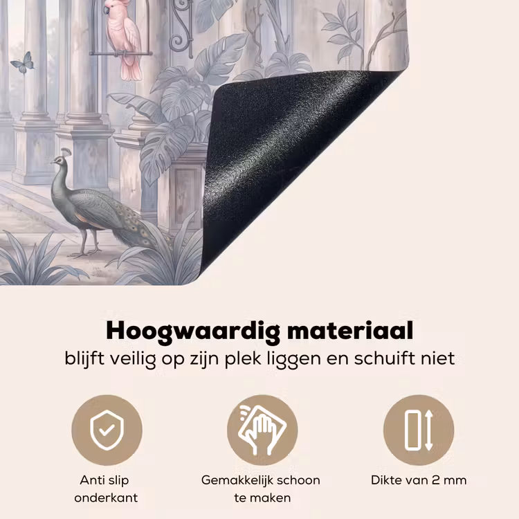 Vogel - Pauw - Architectuur - Klassiek - Groen Inductie beschemer met haakjes klein -ky-onderkant-nl