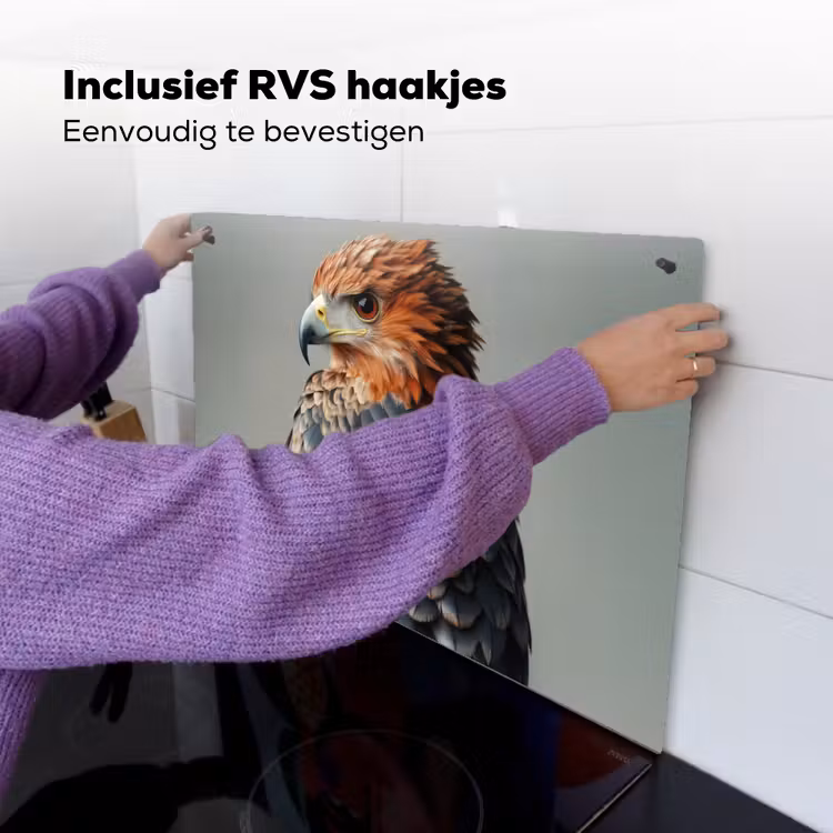 Vogel - Realistisch - Veren - Bruin Inductie beschemer met haakjes klein -ky-ophangen-nl