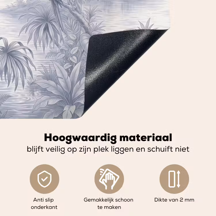 Vogel - Rivier - Tropisch - Illustratie - Blauw Inductie beschemer met haakjes klein -ky-onderkant-nl