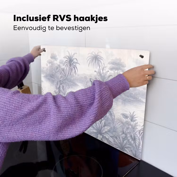 Vogel - Rivier - Tropisch - Illustratie - Blauw Inductie beschemer met haakjes klein -ky-ophangen-nl