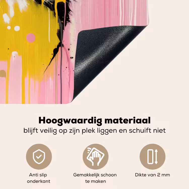 Vogel - Roze - Geel - Blauw Inductie beschemer met haakjes klein -ky-onderkant-nl