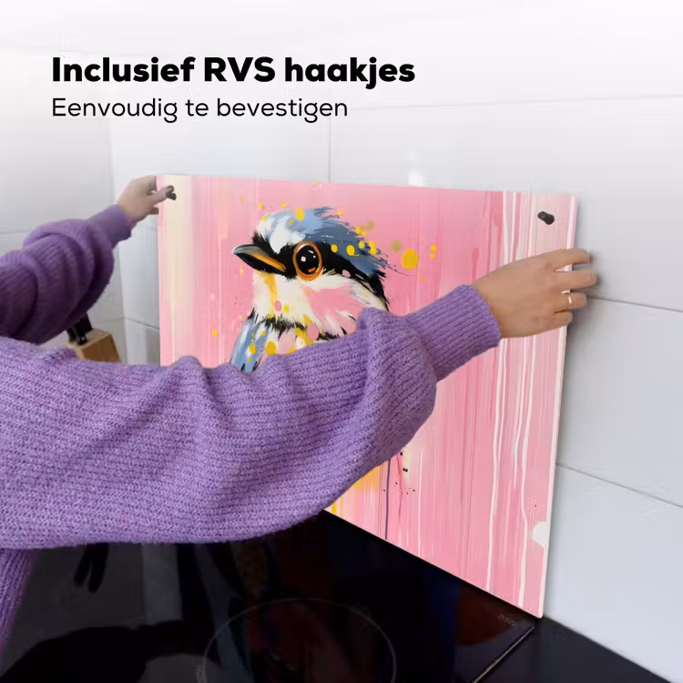 Vogel - Roze - Geel - Blauw Inductie beschemer met haakjes klein -ky-ophangen-nl