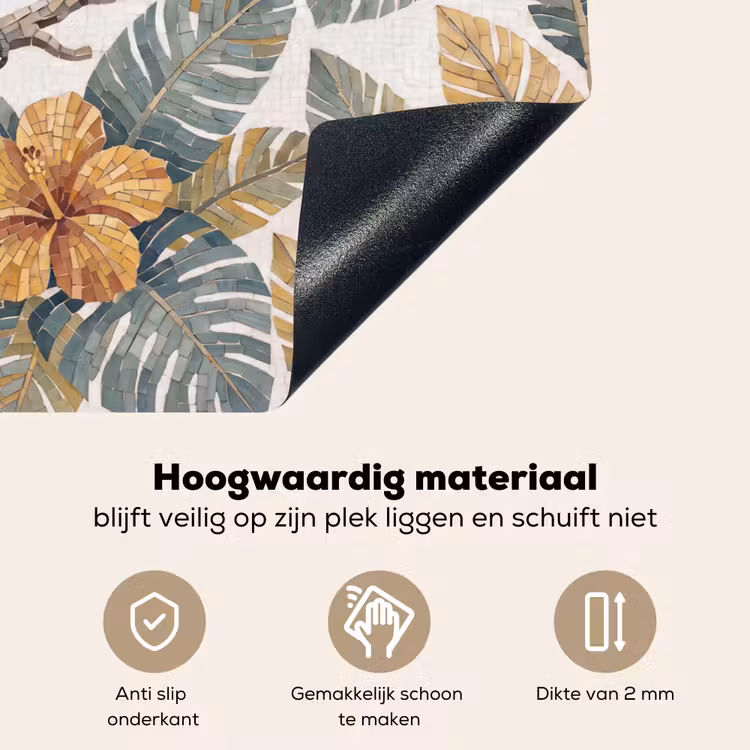 Vogel - Tak - Natuur - Mozaïek - Blauw Inductie beschemer met haakjes klein -ky-onderkant-nl