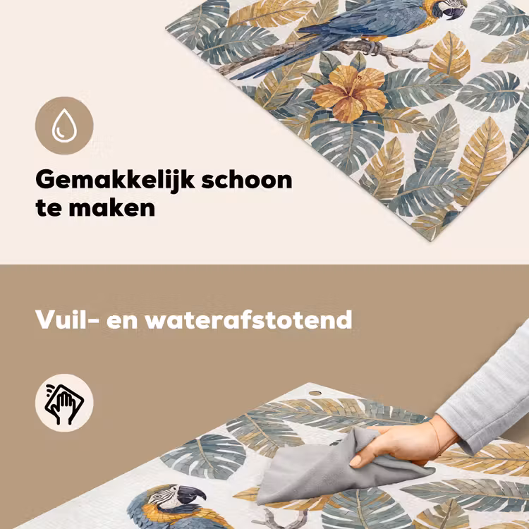 Vogel - Tak - Natuur - Mozaïek - Blauw Inductie beschemer met haakjes klein -ky-schoon-nl