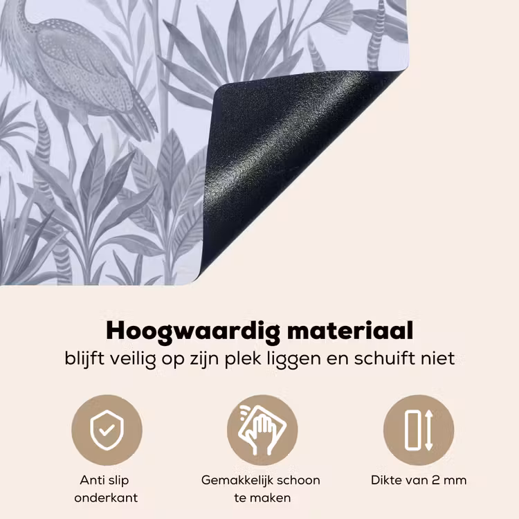 Vogel - Tropisch - Illustratie - Blauwgrijs - Natuur Inductie beschemer met haakjes klein -ky-onderkant-nl