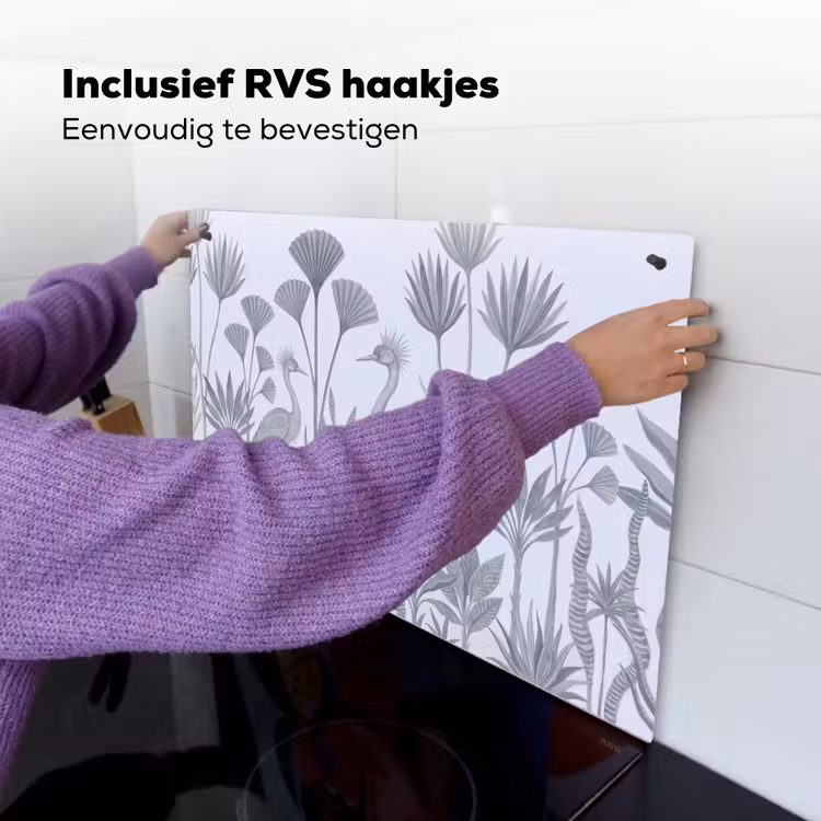 Vogel - Tropisch - Illustratie - Blauwgrijs - Natuur Inductie beschemer met haakjes klein -ky-ophangen-nl