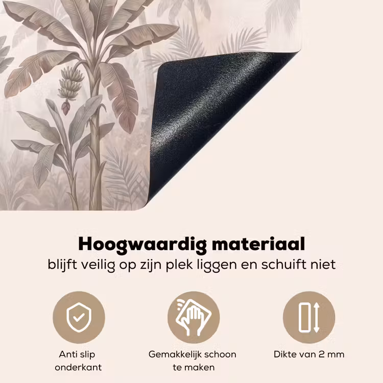Vogel - Tropisch - Jungle - Natuur - Beige Inductie beschemer met haakjes klein -ky-onderkant-nl