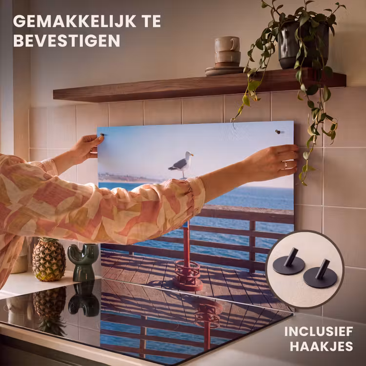 Vogel - Verrekijker - Kust - Zee - Blauw Inductie beschemer met haakjes klein -ky-ophangen-nl