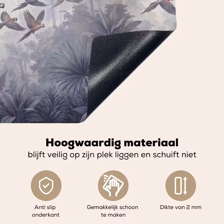 Vogel - Vliegend - Jungle - Vintage - Dieren Inductie beschemer met haakjes klein -ky-onderkant-nl