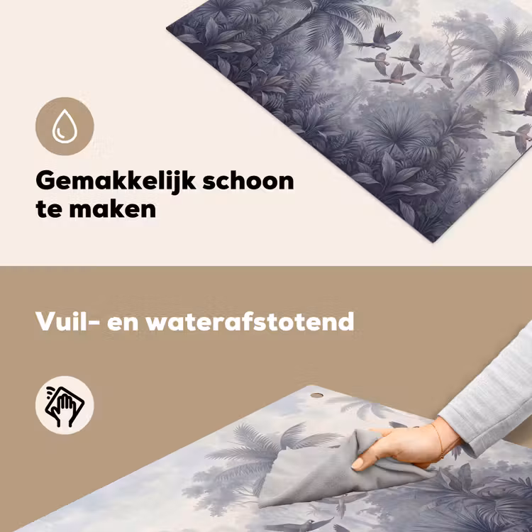 Vogel - Vliegend - Jungle - Vintage - Dieren Inductie beschemer met haakjes klein -ky-schoon-nl
