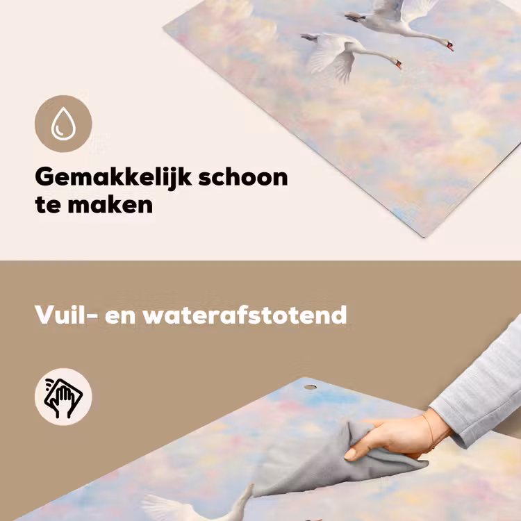 Vogel - Vliegend - Lucht - Modern - Pastel Inductie beschemer met haakjes klein -ky-schoon-nl