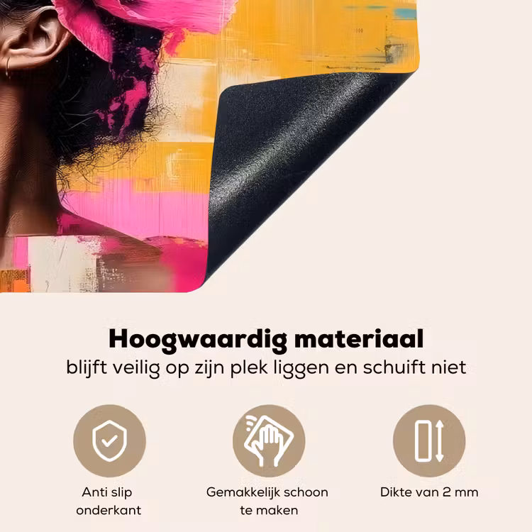 Vogel - Vrouw - Abstract - Bloem Inductie beschemer met haakjes klein -ky-onderkant-nl
