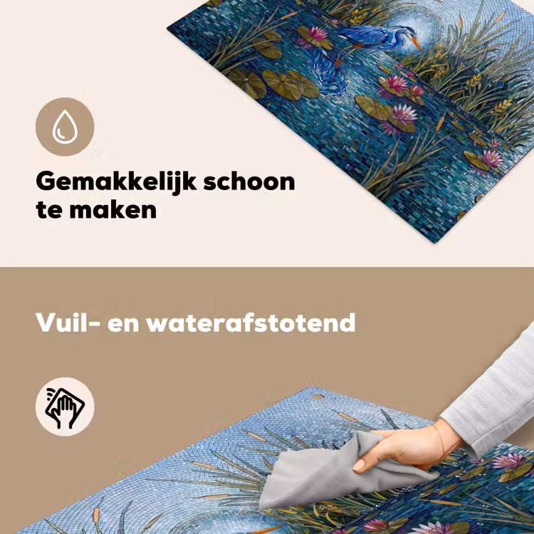 Vogel - Water - Natuur - Abstract - Blauw Inductie beschemer met haakjes klein -ky-schoon-nl
