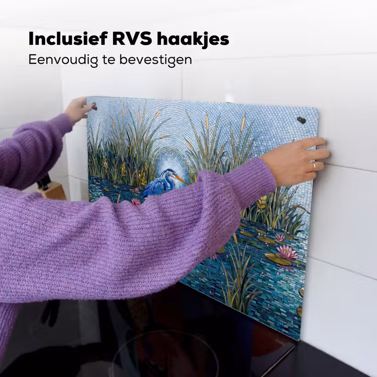 Vogel - Water - Natuur - Abstract - Blauw Inductie beschemer met haakjes klein -ky-ophangen-nl