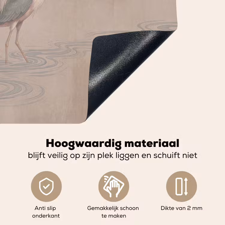 Vogel - Water - Natuur - Vintage Inductie beschemer met haakjes klein -ky-onderkant-nl