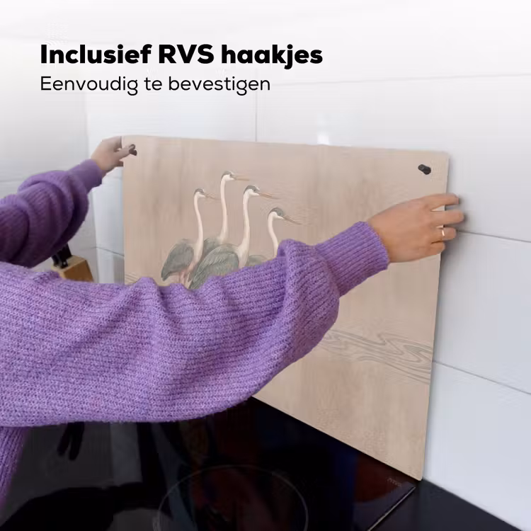 Vogel - Water - Natuur - Vintage Inductie beschemer met haakjes klein -ky-ophangen-nl