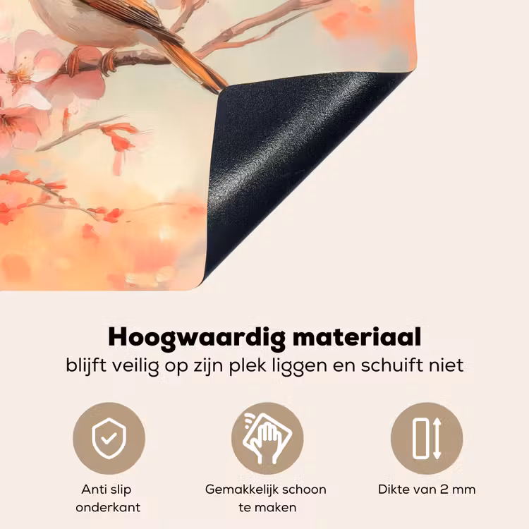 Vogels - Romantic - Bloesemtak Inductie beschemer met haakjes klein -ky-onderkant-nl