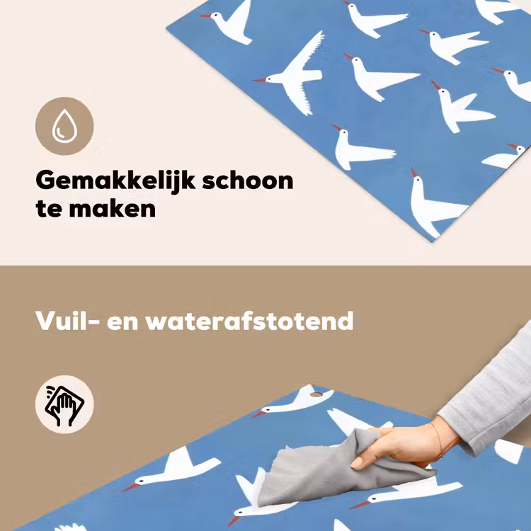 Vogels - Wit - Patroon Inductie beschemer met haakjes klein -ky-schoon-nl
