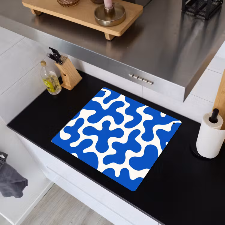 Vormen - Abstract - Blauw - Golven Inductie beschemer met haakjes middel -sfeer1