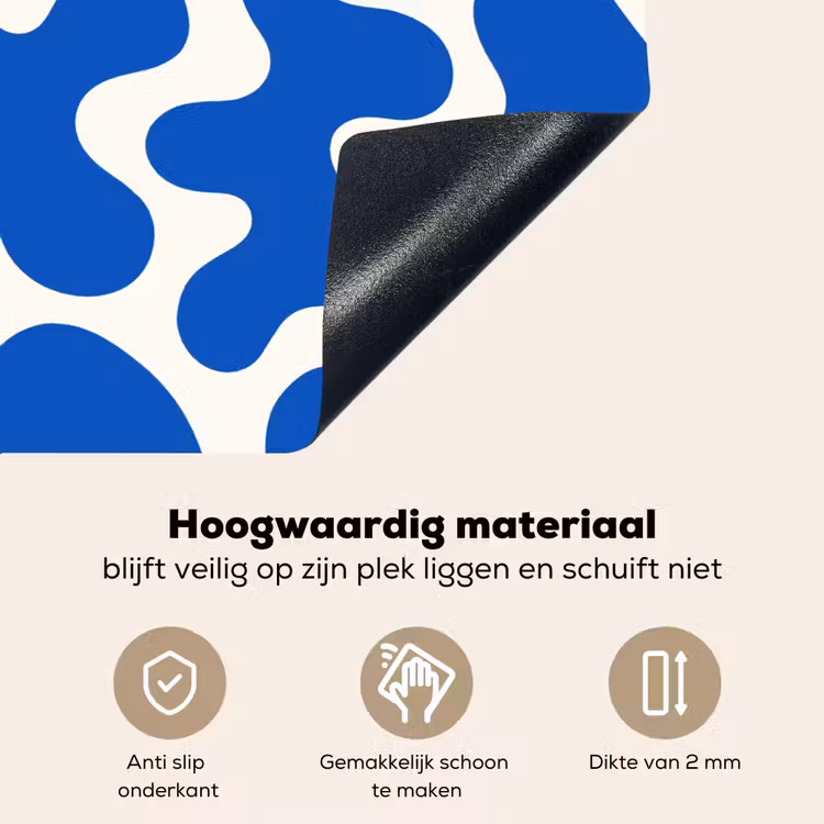 Vormen - Abstract - Blauw - Golven Inductie beschemer met haakjes middel -ky-onderkant-nl