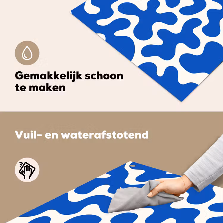 Vormen - Abstract - Blauw - Golven Inductie beschemer met haakjes middel -ky-schoon-nl