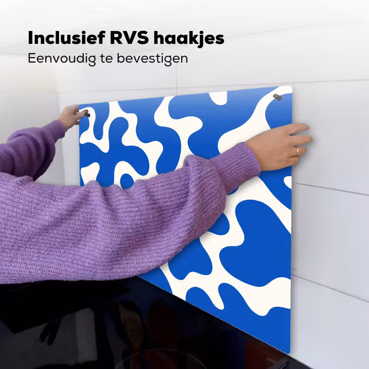 Vormen - Abstract - Blauw - Golven Inductie beschemer met haakjes middel -ky-ophangen-nl