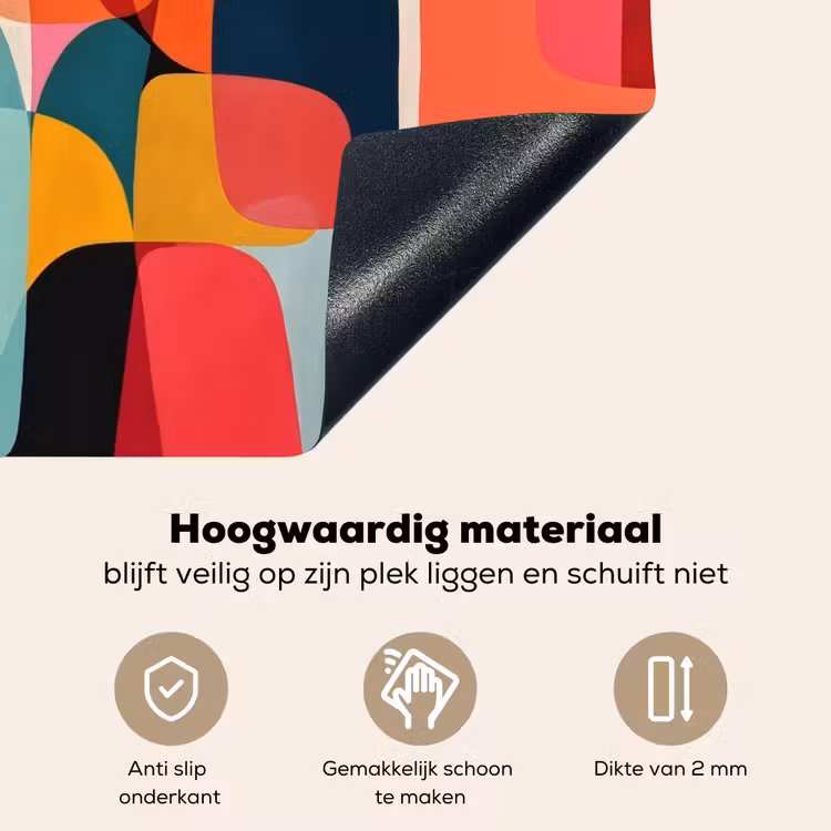 Vormen - Kleurrijk - Abstract - Vlakken Inductie beschemer met haakjes middel -ky-onderkant-nl