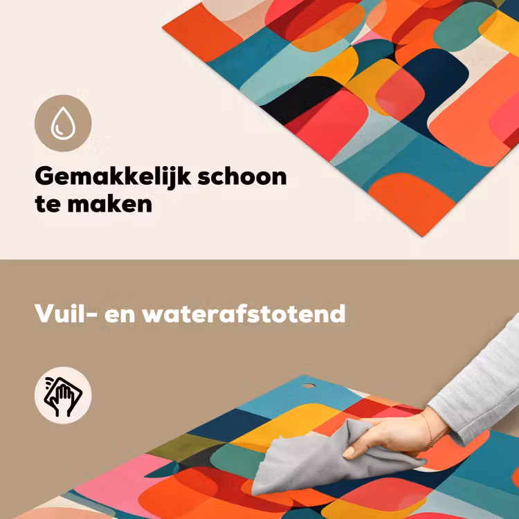 Vormen - Kleurrijk - Abstract - Vlakken Inductie beschemer met haakjes middel -ky-schoon-nl