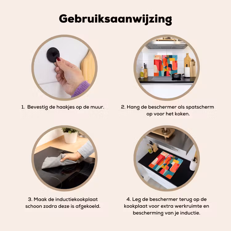 Vormen - Kleurrijk - Abstract - Vlakken Inductie beschemer met haakjes middel -ky-gebruik-nl