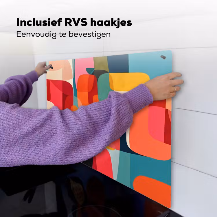 Vormen - Kleurrijk - Abstract - Vlakken Inductie beschemer met haakjes middel -ky-ophangen-nl