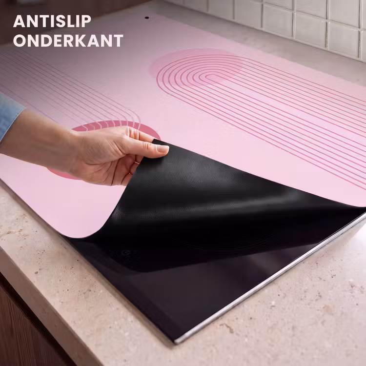 Vormen - Lijnen - Minimalistisch - Roze Inductie beschemer met haakjes klein -ky-onderkant-nl