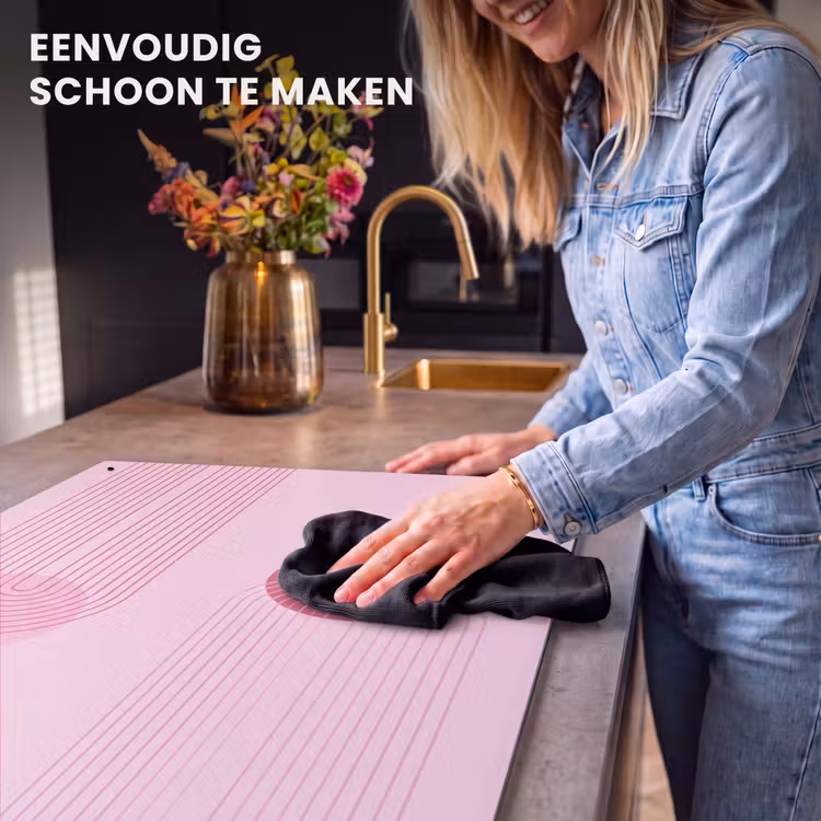 Vormen - Lijnen - Minimalistisch - Roze Inductie beschemer met haakjes klein -ky-schoon-nl