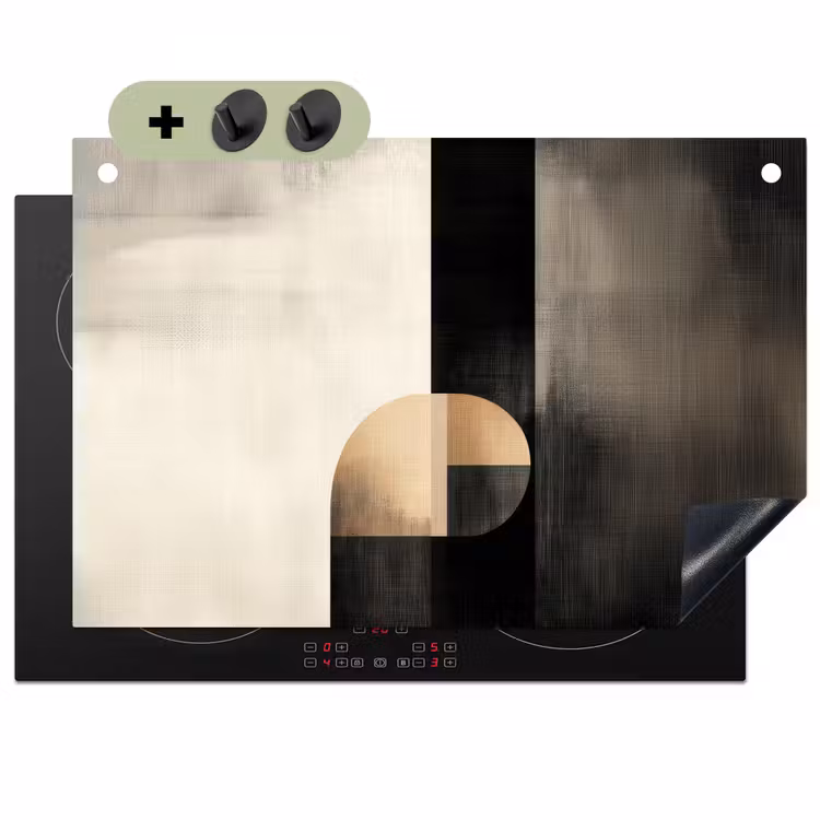 Vormen - Modern - Zwart Inductie beschemer met haakjes klein -3d