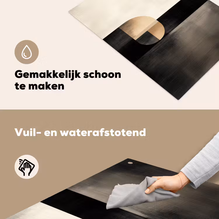 Vormen - Modern - Zwart Inductie beschemer met haakjes klein -ky-schoon-nl