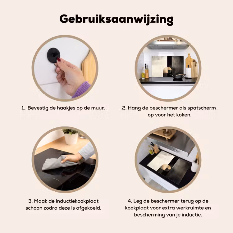 Vormen - Modern - Zwart Inductie beschemer met haakjes klein -ky-gebruik-nl