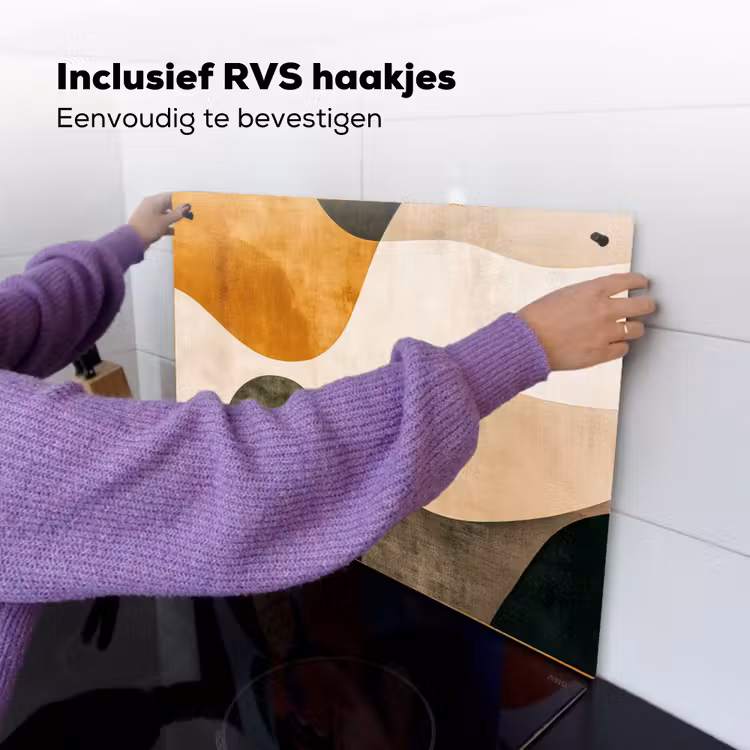 Vormen - Okergeel - Abstract Inductie beschemer met haakjes klein -ky-ophangen-nl