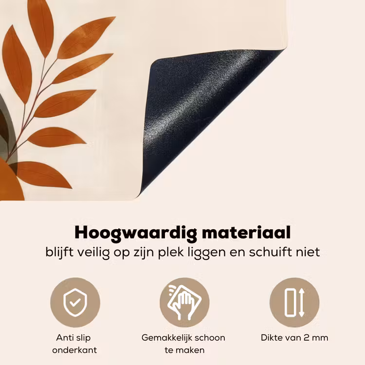 Vormen - Rond - Bladeren - Beige Inductie beschemer met haakjes klein -ky-onderkant-nl