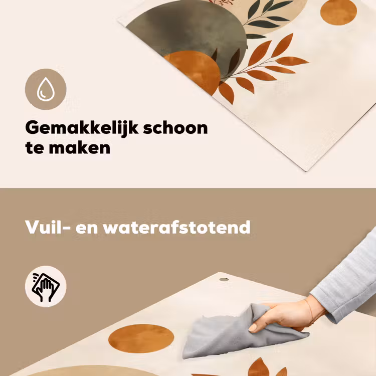 Vormen - Rond - Bladeren - Beige Inductie beschemer met haakjes klein -ky-schoon-nl