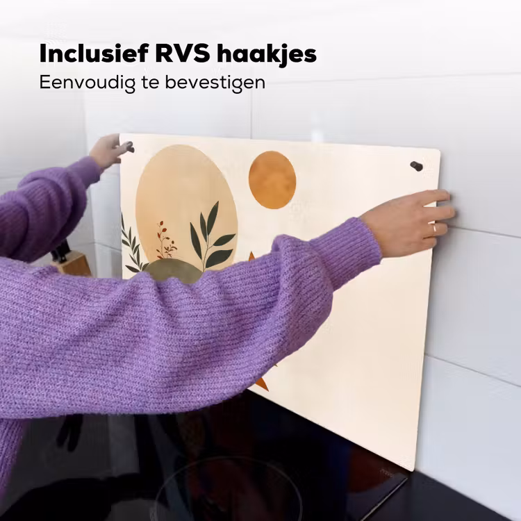 Vormen - Rond - Bladeren - Beige Inductie beschemer met haakjes klein -ky-ophangen-nl