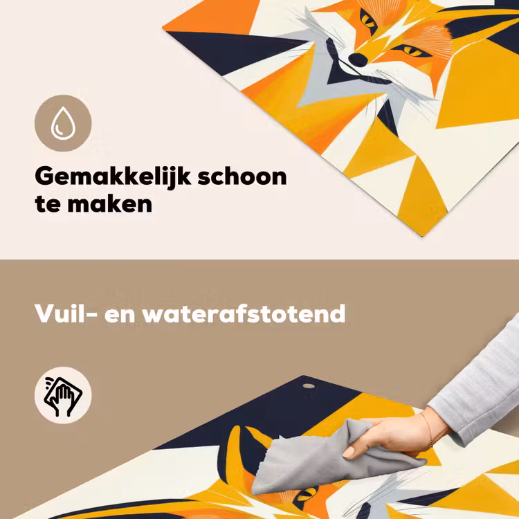 Vos - Oranje - Abstract - Driehoeken Inductie beschemer met haakjes middel -ky-schoon-nl