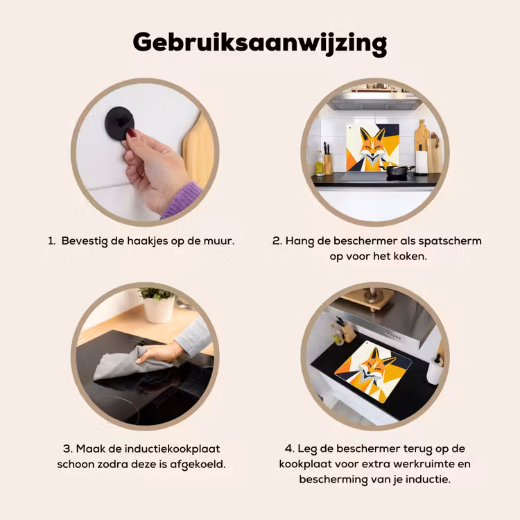 Vos - Oranje - Abstract - Driehoeken Inductie beschemer met haakjes middel -ky-gebruik-nl