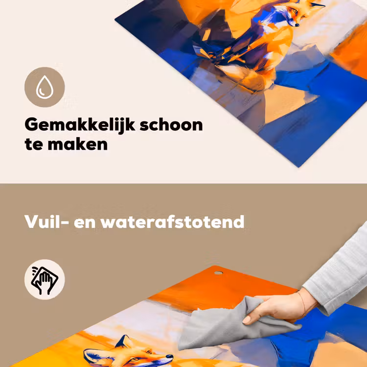 Vos - Oranje - Vormen - Abstract Inductie beschemer met haakjes klein -ky-schoon-nl