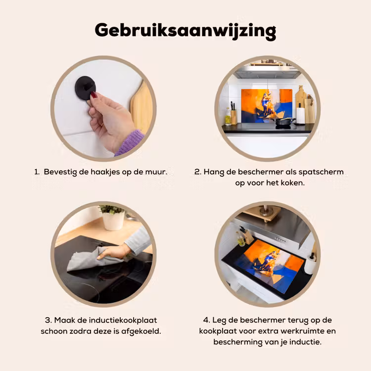 Vos - Oranje - Vormen - Abstract Inductie beschemer met haakjes klein -ky-gebruik-nl